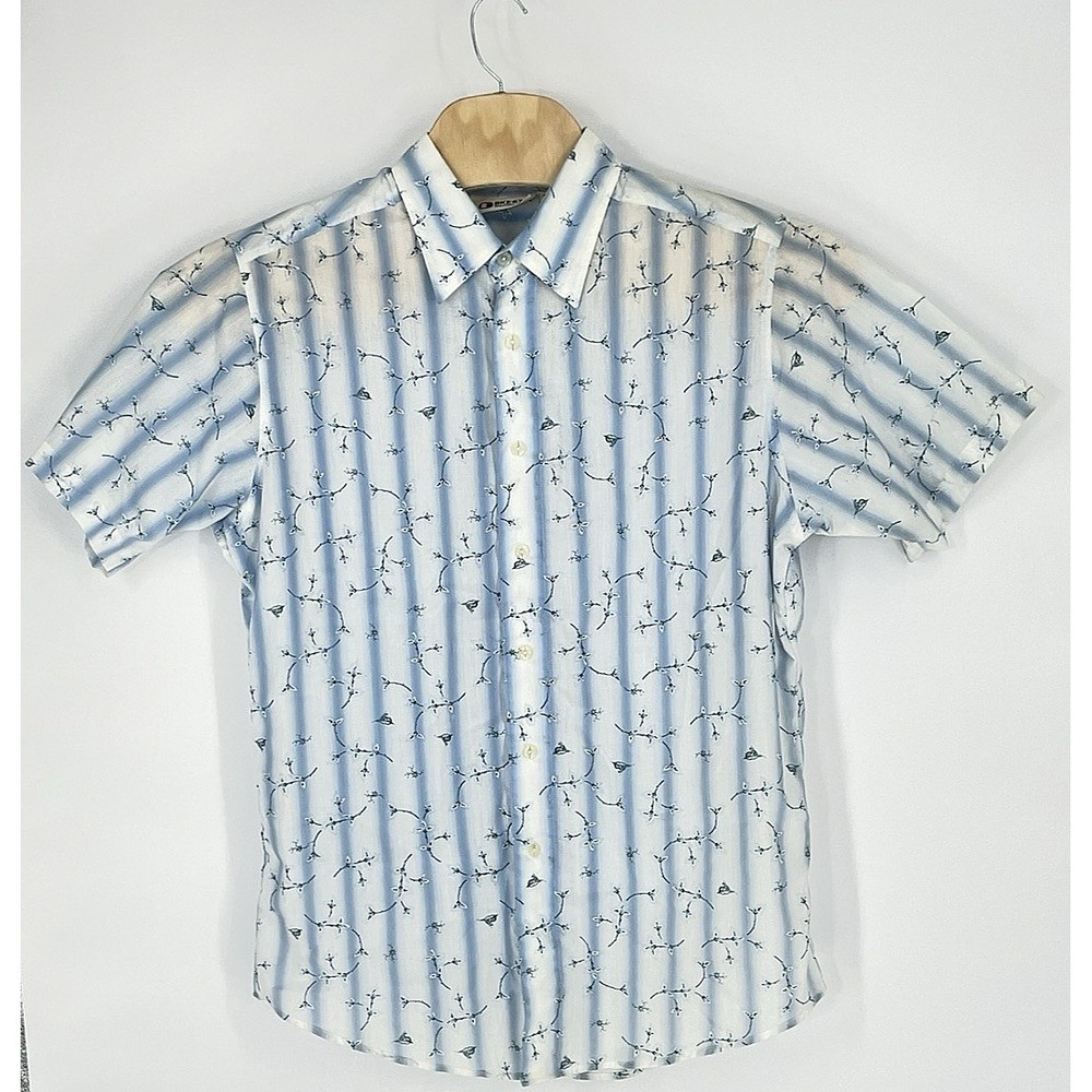 NWT VTG BKE 67 Mens Shirt XL Button Up Short Sleeve Striped Floral Made in Korea